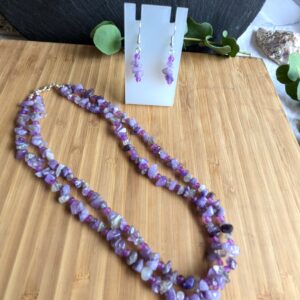 Double Gemstone Necklace & Earrings
